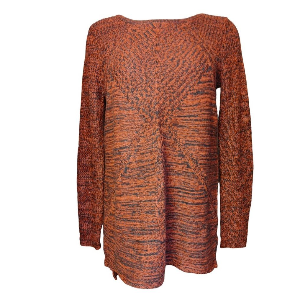 DESIGN 365 Womens M Red Black Marled Knit Diamond Pattern Long Sleeve Sweater